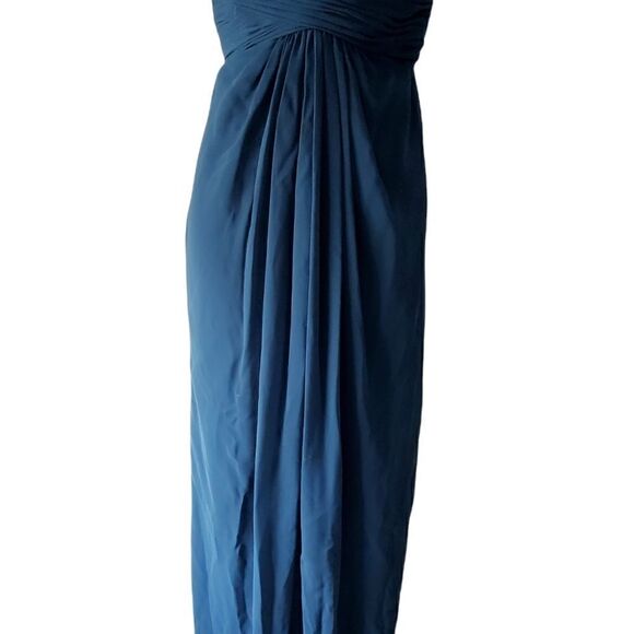 David's Bridal Crinkle Chiffon Strapless Dress Size 8 - Picture 5 of 13